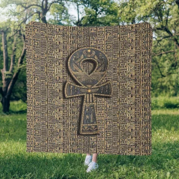 Ancient Egypt with the Egyptian Hieroglyphs & Ankh Symbol Fleece & Padded Quilt blanket or Sherpa Fleece ensures you stay warm and comfortable.