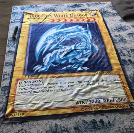 Wrap in comfort with our Blue-Eyes Dragon Blanket. Perfect for Yu-Gi-Oh! fans, choose Fleece, Sherpa Fleece, or Padded Quilt for ultimate warmth and style.