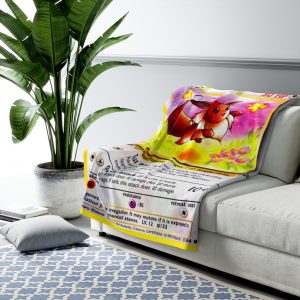 Eevee 1st Edition Pokémon Card can evolve into Jolteon, Vaporeon, Sylveon, Flareon, Espeon, Glaceon or Umbreon Evolution is very unstable flowers and a fox running through a meadow normally a normal-type Pokémon thermal winter blanket