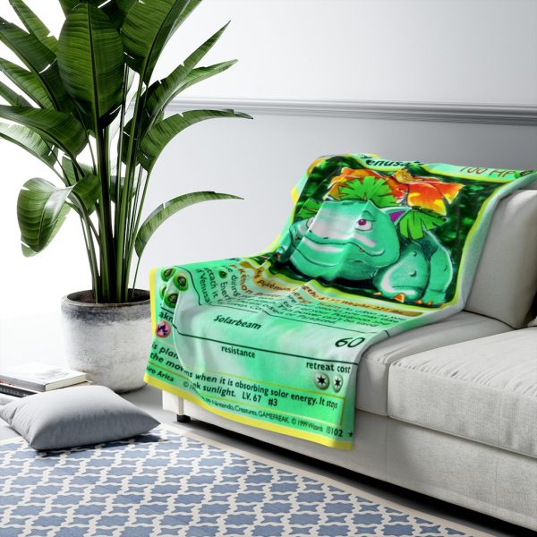 Venusaur 1st Edition Pokemon Card Sherpa Fleece & Padded Quilt, the perfect size for snuggling on the couch, by the fireplace or at outdoor events is basically the king of nature and grass-type pokemon he is also poison-type with a huge green plant growing on its back resembling a gentle dinosaur or forest guardian imbued with natural energy and organic food Winter Blanket