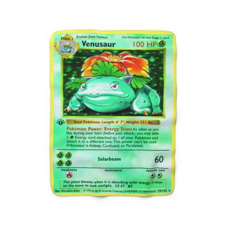 1st Edition Card Blanket Venusaur is basically the king of nature and grass-type pokemon he is also poison-type with a huge green plant growing on its back resembling a gentle dinosaur or forest guardian imbued with natural energy and organic food Winter Blanket