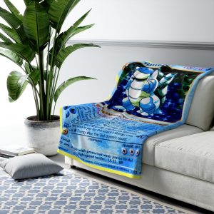 Blastoise 1st Edition Pokémon Card Sherpa Fleece & Padded Quilt Blanket captures Blastoise's fierce power guarantees high level of softness and warmth.