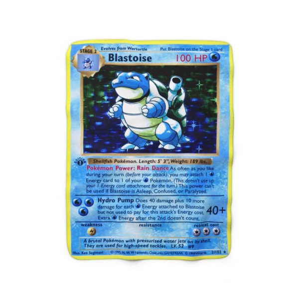 Blastoise 1st Edition Pokémon Card Sherpa Fleece & Padded Quilt Blanket captures Blastoise's fierce power guarantees high level of softness and warmth.