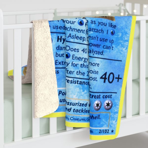 Blastoise 1st Edition Pokémon Card Sherpa Fleece & Padded Quilt Blanket captures Blastoise's fierce power guarantees high level of softness and warmth.