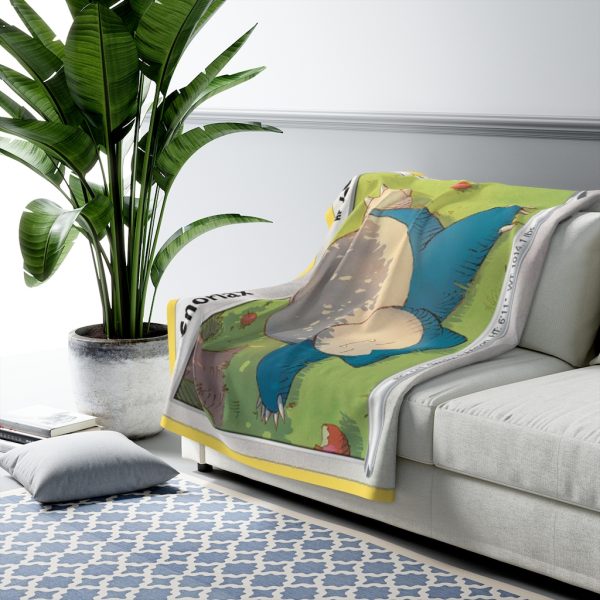 Snorlax Afternoon Brunch Nap Pokémon Card Sherpa Fleece Blanket This monster loves to nap Pokémon normal card is sleepy sleeping normal-type steal apples while running stealing theft robbery with a funny smile