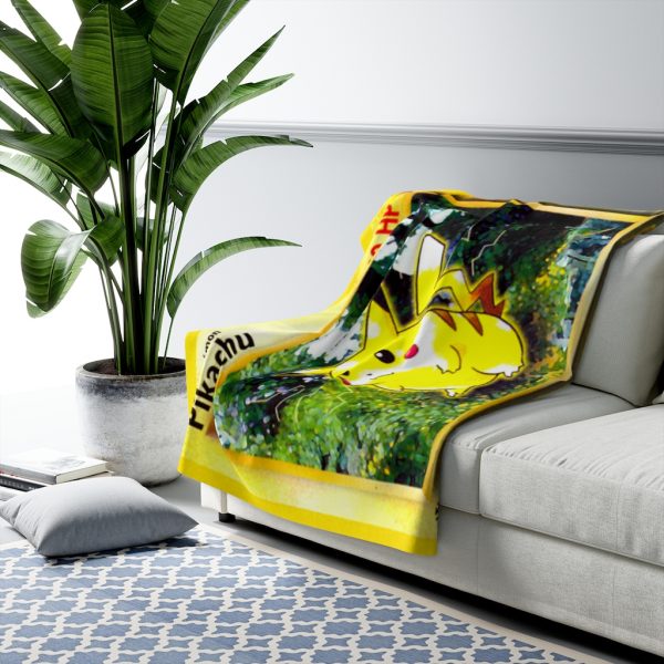 Pikachu Pokémon Card Sherpa Fleece Blanket Popular pokemon card called pokeman pokemoncards custom card designs are rare like pika pikachu evolves from pichu and evolves into raichu all are electric mice