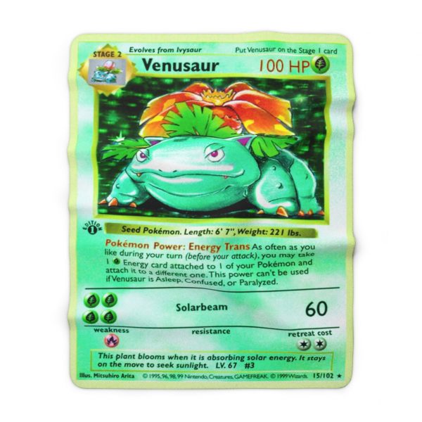 Venusaur 1st Edition Pokemon Card Sherpa Fleece & Padded Quilt, the perfect size for snuggling on the couch, by the fireplace or at outdoor events is basically the king of nature and grass-type pokemon he is also poison-type with a huge green plant growing on its back resembling a gentle dinosaur or forest guardian imbued with natural energy and organic food Winter Blanket