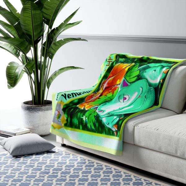 Venusaur 1st Edition Pokemon Card Sherpa Fleece & Padded Quilt, the perfect size for snuggling on the couch, by the fireplace or at outdoor events is basically the king of nature and grass-type pokemon he is also poison-type with a huge green plant growing on its back resembling a gentle dinosaur or forest guardian imbued with natural energy and organic food Winter Blanket