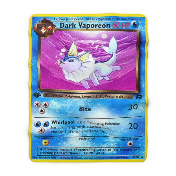 1st Edition Dark Vaporeon  One of eevee's many eevolutions or evolution when touched by a waterstone becomes a mermaid resembling an aquatic tail dolphin or fish maybe even sea mythical evolve underwater
