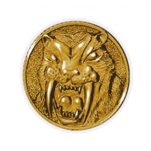 Yellow Mighty Morphin Saber-Toothed Tiger Dinozord Power Coin Kiss-Cut Stickers