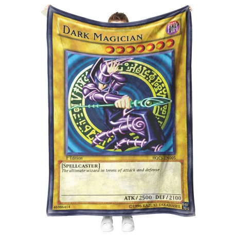 Fluffy warm cozy blanket Dark Magician Yu-Gi-Oh Card Sherpa Fleece & Padded Quilt Blanket, known as Black Magician