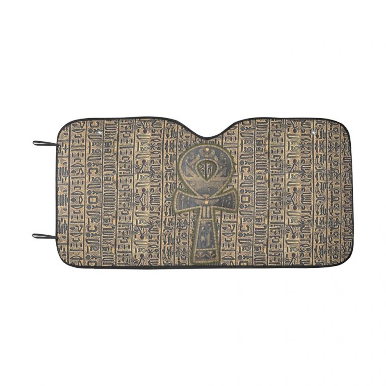 The ankh symbol — sometimes referred to as the key of life or the key of the nile—is representative of eternal life in Ancient Kemet. Created by Africans long ago, the ankh is said to be the first--or original--cross. The ankh is often shown in the hands of important Egyptian figures, such as pharaohs and kings, preserving their immortality. Car Sun Shade 55"x30" Merging anti-UV coating and aluminized film cushion, this car sun shade can protect seats and dashboards from cracking due to sun damage while also keeping them cool to the touch. Add your own design to this sun shade on Artsadd for matching your car's color. • Material: 100 % polyester and aluminized film cushion. • Size: 55inch x 30inch (140cm x 75cm) • Foldable design offers quick installation or removal. • Suction cups attached. Easy to install and no harm to your windshield. • Using heat sublimation technique to prevent discoloring, long-lasting effects.