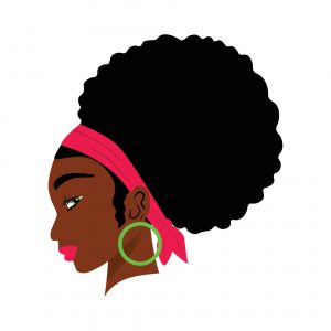 Fully Customizable Afro Woman Side-View Logo Image Set Vector Graphics (.png,.ai,.eps,.pdf)