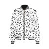 Dalmatian Print Women's Bomber Jacket iconic - and this one takes things to a whole new level. Featuring a stand-collar type, ribbed cuffs, collar. black and white contrast dog Dalmation Dalmatian waterproof Leopard Cheetah costume pet polka dots spots animal print