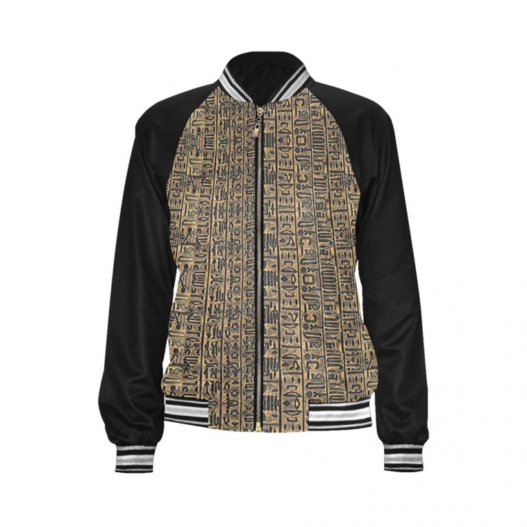 Fertility Ankh bomber jacket Few items are as iconic as the bomber jacket - and this one takes things to a whole new level. Featuring a stand-collar type, ribbed cuffs, collar, and hem, it's as durable as it's comfortable. This women's bomber jacket is made to be cute, badass, or both.