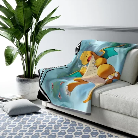 Dragonite Pokemon Dragon Cozy Thermal Blanket, Fandom Functionality level 100 comfort Lightweight Fleece, Ultimate Sherpa Fleece, or Durable Padded Quilt.