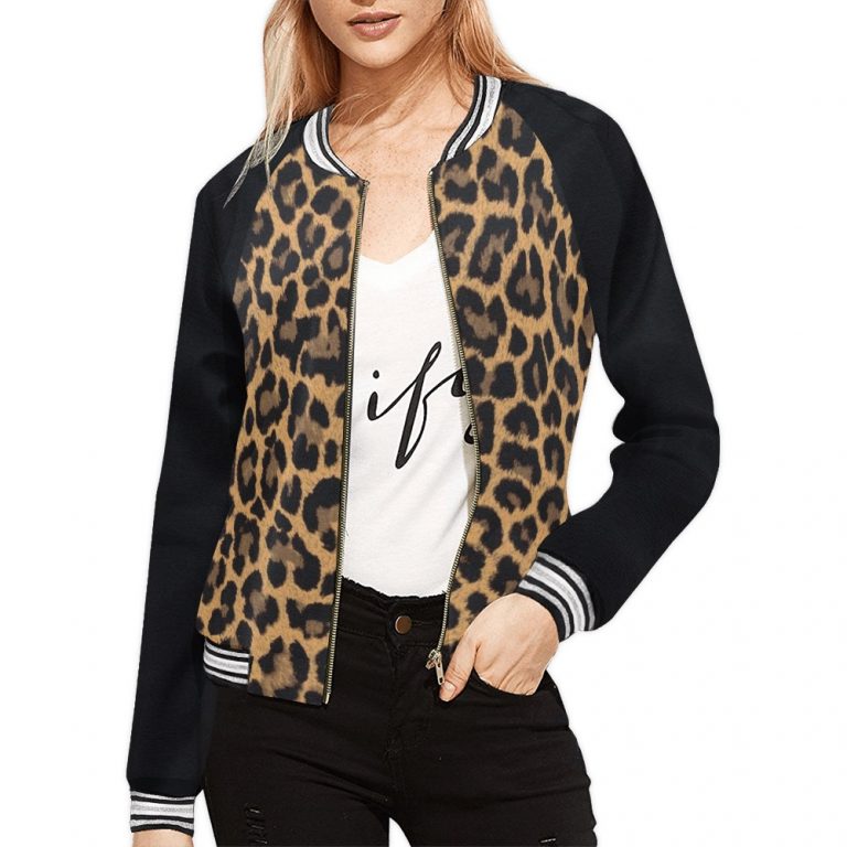 Leopard Print Bomber Jacket iconic as the bomber jacket - and this one takes things to a whole new level. Featuring a stand-collar type, ribbed cuffs, collar, and hem, it's as durable as it's comfortable.