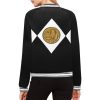 Angel Grove High School Black Ranger Women's Bomber Jacket (AOP) 04 Black Women's Bomber Jacket-Mighty-Morphing-Power-Rangers-Power-Coin-chucks-morpher-Hero-Zack-Taylor-Mastadon-Black-Ranger-Dinozord-Black-African-Elephant-Mastodon-Power-Coin