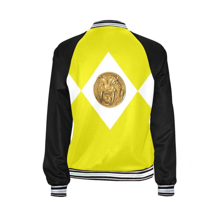 Yellow Black bomber jacket Mighty-Morphing-Power-Rangers-Asian-Woman-Yellow-Trini-Kwan-Aisha-Campbell-Toothed-Tiger-Coin-Yellow-ranger-Black-Woman-Woman-Hero-Saber-Toothed-Tiger-Power-Coin-Tigers