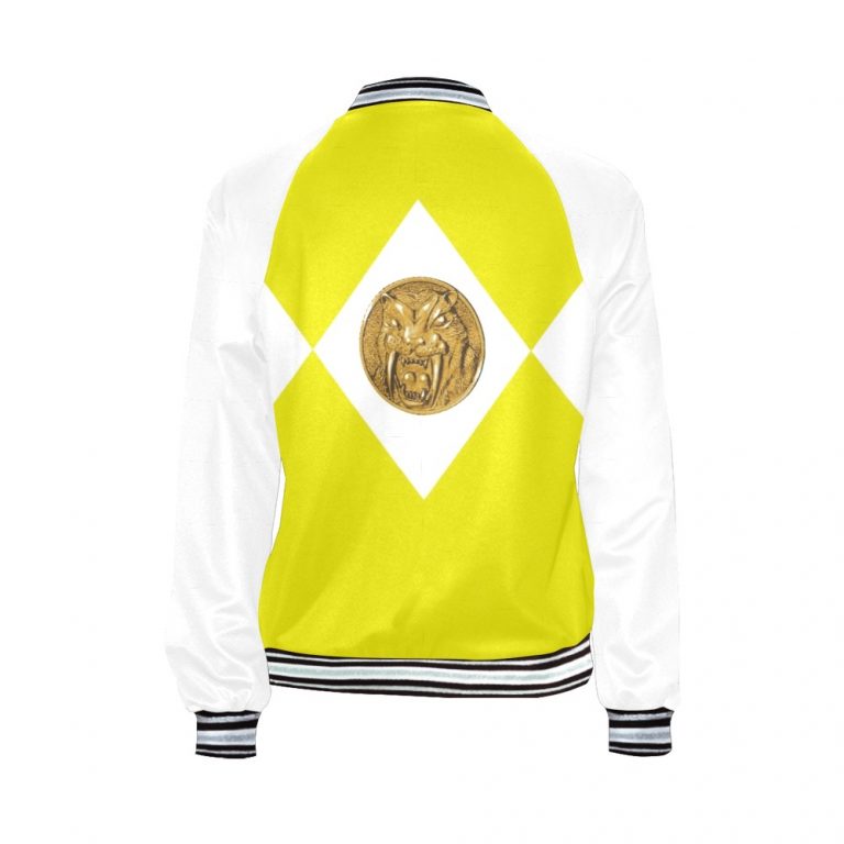 Yellow Black bomber jacket Mighty-Morphing-Power-Rangers-Asian-Woman-Yellow-Trini-Kwan-Aisha-Campbell-Toothed-Tiger-Coin-Yellow-ranger-Black-Woman-Woman-Hero-Saber-Toothed-Tiger-Power-Coin-Tigers