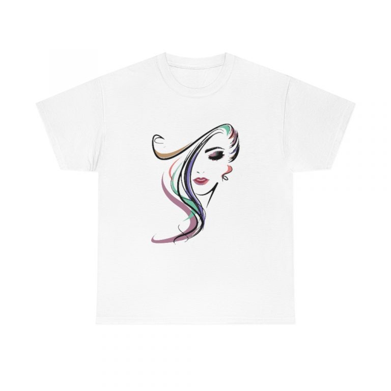 face silhouette outline drawing girl woman head hair plain makeup pretty cute Tee