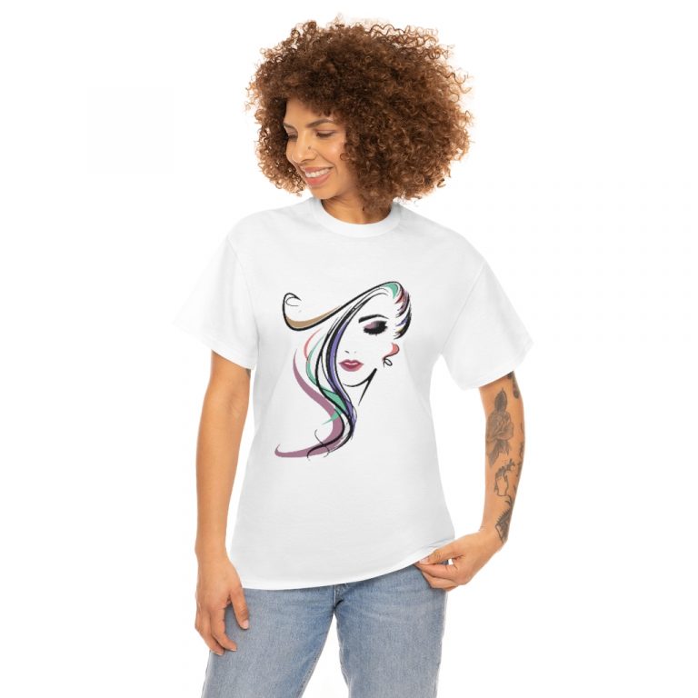 face silhouette outline drawing girl woman head hair plain makeup pretty cute Tee
