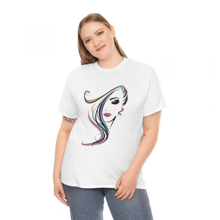 face silhouette outline drawing girl woman head hair plain makeup pretty cute Tee