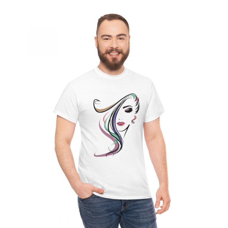 face silhouette outline drawing girl woman head hair plain makeup pretty cute Tee