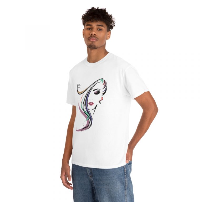 face silhouette outline drawing girl woman head hair plain makeup pretty cute Tee