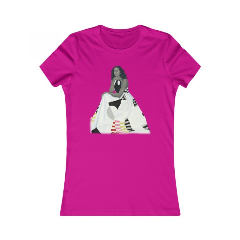 Michelle Obama Obama First Lady Black Woman Black Leaders Official Portait Painting Amy Sherald Form Fitting Women's Favorite Tee Boyfriend Tee