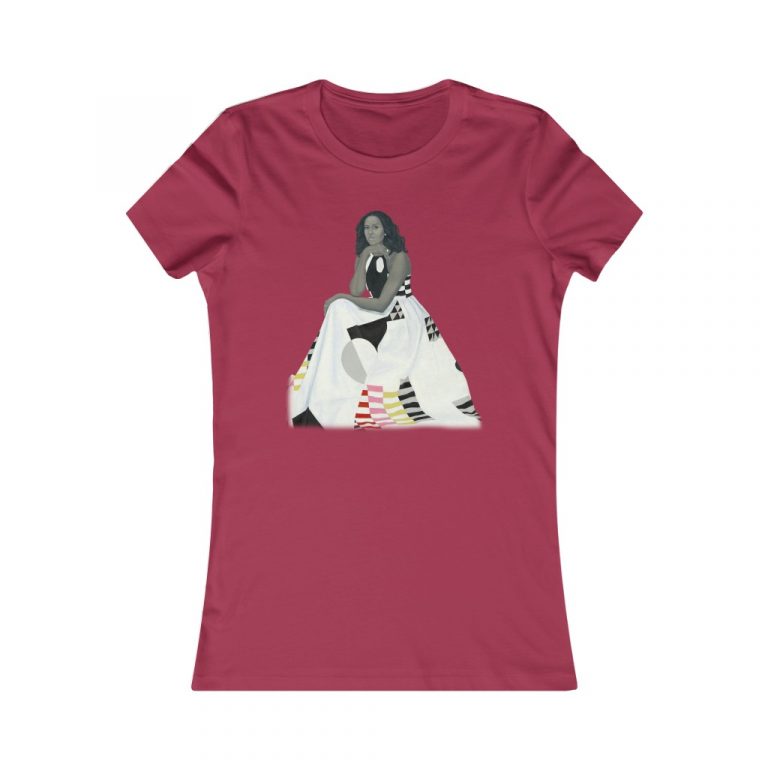 Michelle Obama Obama First Lady Black Woman Black Leaders Official Portait Painting Amy Sherald Form Fitting Women's Favorite Tee Boyfriend Tee