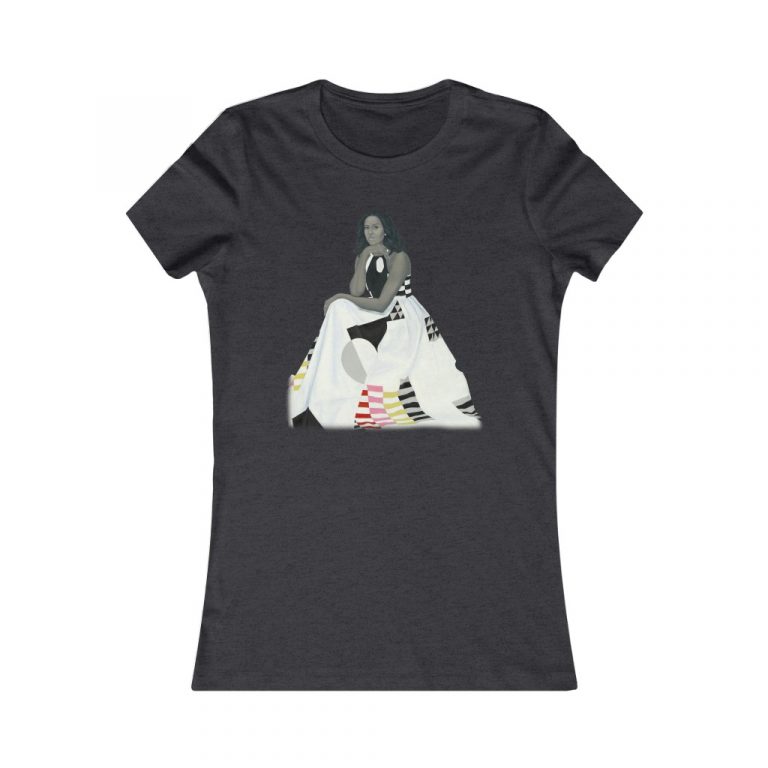 Michelle Obama Obama First Lady Black Woman Black Leaders Official Portait Painting Amy Sherald Form Fitting Women's Favorite Tee Boyfriend Tee