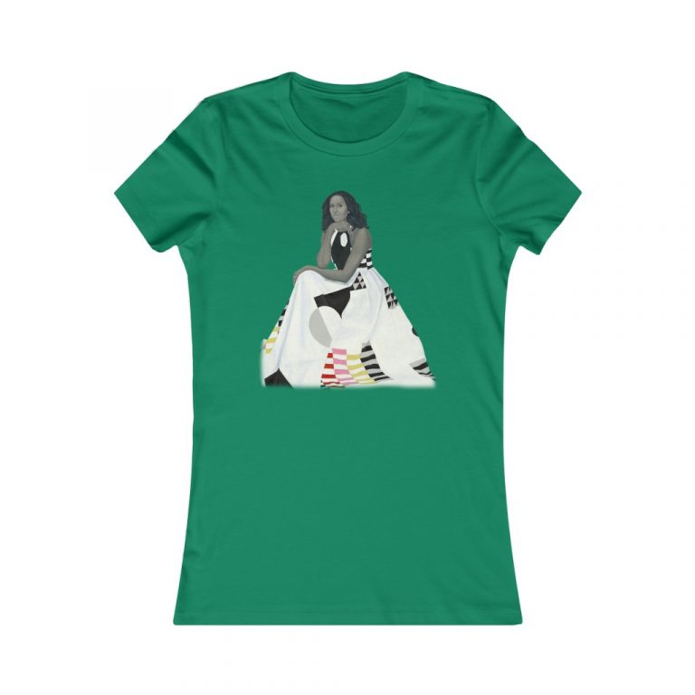 Michelle Obama Obama First Lady Black Woman Black Leaders Official Portait Painting Amy Sherald Form Fitting Women's Favorite Tee Boyfriend Tee