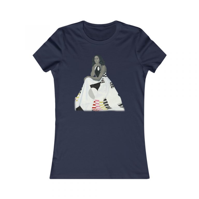 Michelle Obama Obama First Lady Black Woman Black Leaders Official Portait Painting Amy Sherald Form Fitting Women's Favorite Tee Boyfriend Tee