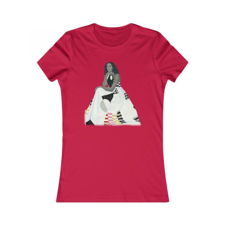 Michelle Obama Obama First Lady Black Woman Black Leaders Official Portait Painting Amy Sherald Form Fitting Women's Favorite Tee Boyfriend Tee