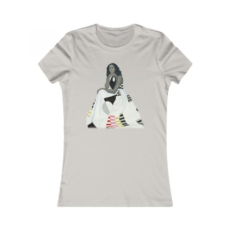 Michelle Obama Obama First Lady Black Woman Black Leaders Official Portait Painting Amy Sherald Form Fitting Women's Favorite Tee Boyfriend Tee