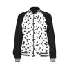Dalmatian Print Women's Bomber Jacket iconic - and this one takes things to a whole new level. Featuring a stand-collar type, ribbed cuffs, collar. black and white contrast dog Dalmation Dalmatian waterproof Leopard Cheetah costume pet polka dots spots animal print
