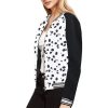 Dalmatian Print Women's Bomber Jacket iconic - and this one takes things to a whole new level. Featuring a stand-collar type, ribbed cuffs, collar. black and white contrast dog Dalmation Dalmatian waterproof Leopard Cheetah costume pet polka dots spots animal print