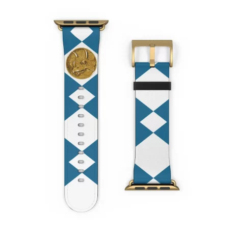 Cruelty-free Faux leather hypoallergenic durability. Blue Power Ranger Coin Blue Apple Watch Band soft, rich texture of leather while an ethical choice.