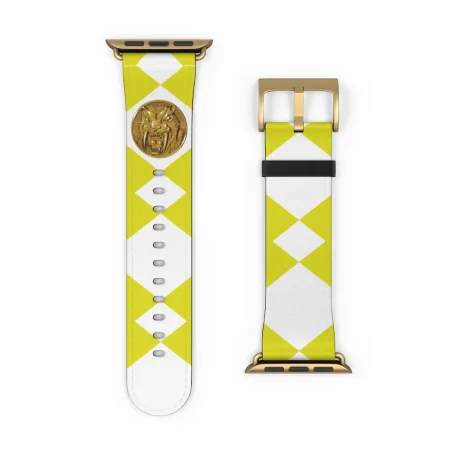 Cruelty-free Faux leather boasts durability. Yellow Power Ranger Coin Yellow Apple Watch Band soft, rich texture of leather while an ethical choice.