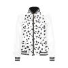 Dalmatian Print Women's Bomber Jacket iconic - and this one takes things to a whole new level. Featuring a stand-collar type, ribbed cuffs, collar. black and white contrast dog Dalmation Dalmatian waterproof Leopard Cheetah costume pet polka dots spots animal print