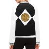 Angel Grove High School Black Ranger Women's Bomber Jacket (AOP) 09 Black Women's Bomber Jacket-Mighty-Morphing-Power-Rangers-Power-Coin-chucks-morpher-Hero-Zack-Taylor-Mastadon-Black-Ranger-Dinozord-Black-African-Elephant-Mastodon-Power-Coin