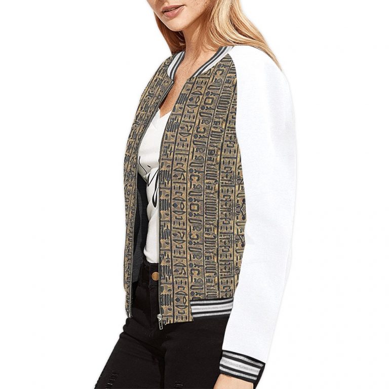 Fertility Ankh bomber jacket Few items are as iconic as the bomber jacket - and this one takes things to a whole new level. Featuring a stand-collar type, ribbed cuffs, collar, and hem, it's as durable as it's comfortable. This women's bomber jacket is made to be cute, badass, or both.