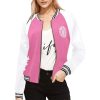 Pink Women's Bomber Jacket-Pterodactyl Power Coin coat-Mighty-Morphing-Power-Rangers-Power-Coin-Hero-Pink-Ranger-Pterodactyl-Pterodactyl-Coin-Kimberly-Ann-Hart-Pink-Bird-Fly-Woman-Hero-Pterosaur