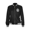 Angel Grove High School Black Ranger Women's Bomber Jacket (AOP) 05 Black Women's Bomber Jacket-Mighty-Morphing-Power-Rangers-Power-Coin-chucks-morpher-Hero-Zack-Taylor-Mastadon-Black-Ranger-Dinozord-Black-African-Elephant-Mastodon-Power-Coin