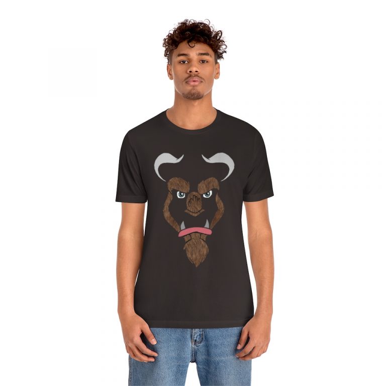 jersey short sleeve tee Cursed Curse Beast Monster Hairy Brown Fur Furry Beauty and the beast disney princess prince spell costume