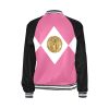 Pink Women's Bomber Jacket Mighty Morphing Power Rangers Power Coin Hero Pink Ranger Pterodactyl Pterodactyl Coin Kimberly Ann Hart Pink Bird Fly Woman Hero Pterosaur