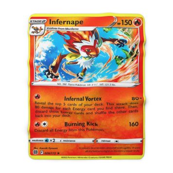 Infernape · 150 HP · {R} Pokémon (Infernape) › Stage 2 : Evolves from Monferno and into Infernape LV.X Infernapes crown of fire is indicative of its fiery nature. It is beaten by none in terms of quickness