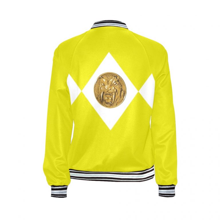 Yellow Black bomber jacket Mighty-Morphing-Power-Rangers-Asian-Woman-Yellow-Trini-Kwan-Aisha-Campbell-Toothed-Tiger-Coin-Yellow-ranger-Black-Woman-Woman-Hero-Saber-Toothed-Tiger-Power-Coin-Tigers