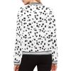 Dalmatian Print Women's Bomber Jacket iconic - and this one takes things to a whole new level. Featuring a stand-collar type, ribbed cuffs, collar. black and white contrast dog Dalmation Dalmatian waterproof Leopard Cheetah costume pet polka dots spots animal print